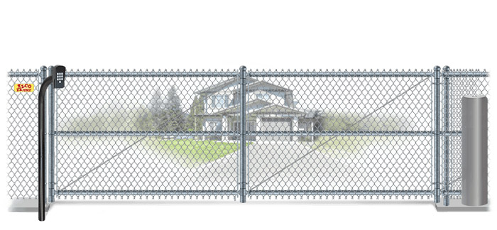 Chain Link sliding estate gate in closed position