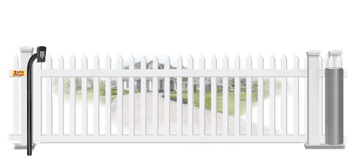 Vinyl sliding estate gate in closed position