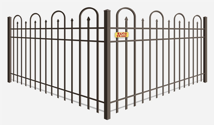 Decorative iron fence with looped pickets in West Virginia