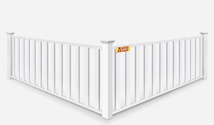 Closed picket vinyl fence with a flat top West Virginia